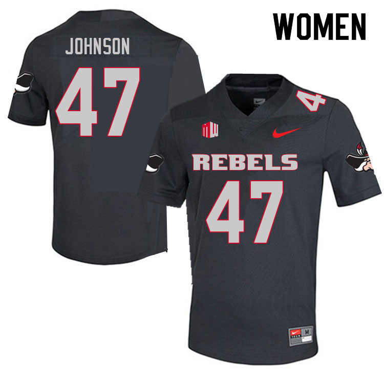 Women #47 Malcolm Johnson UNLV Rebels College Football Jerseys Sale-Charcoal